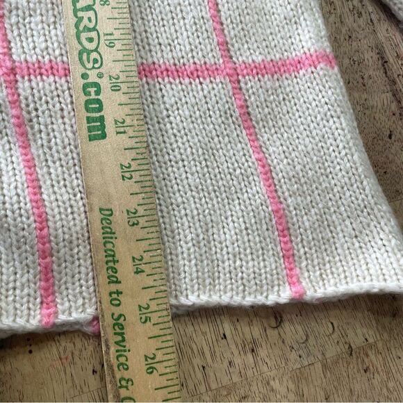 Anthropologie Wooden Ships Sweater Pink Check Plaid Mohair Wool Cozy Soft M L - Picture 7 of 7